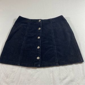 Forever 21 Corduroy Mini Skirt Snap button Down Mini Skirt Size Small Bl…